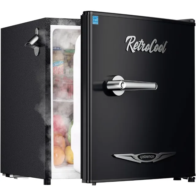 Upstreman 1.7 Cu.Ft Retro Mini Fridge, Adjustable Thermostat, Side Bottle Opener, Metal Handle, Compact Refrigerator -FR17 PRO 1