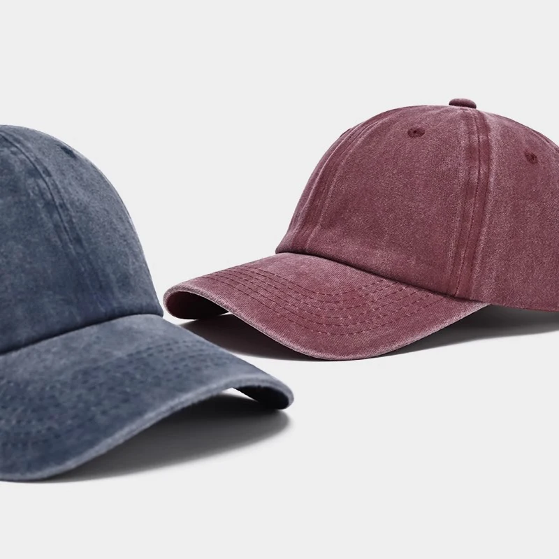 Baseball Cap Sunscreen Water Washed MEN'S Baseball Cap Small Face Retro Distressed Versatile Duck Tongue Hat