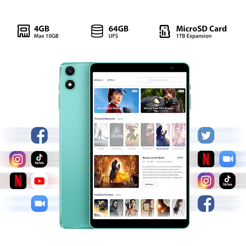 Teclast P85T Android 14 Tablet 8 Inch IPS 4+6GB RAM 64GB ROM A523 8-core Widevine L1 Wi-fi 6 Type-C 5000mAh Tablet PC Metal Body 4