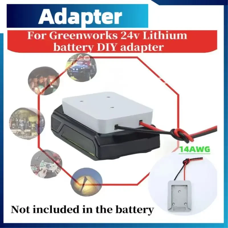 For Greenworks  Battery Adapter For Greenworks 24V   Adapter DIY 14AWG Suitable For electric Toy Cars(No Batteries) outboard battery 48v 30ah lifepo4 72v 100ah batteries for electric motorcycle electric outboard