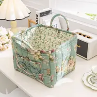 Pastoral Style Fabric Storage Basket Washable Stackable Underwear Debris Organizing Frame Foldable Sundries Storage Organizer 1
