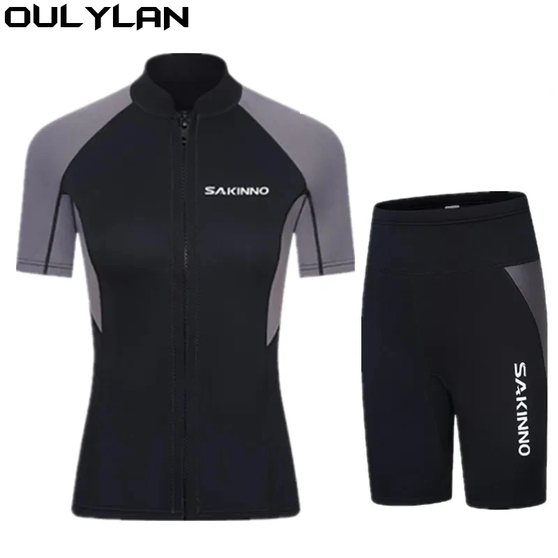 Diving Suits 2MM Short Sleeve Wetsuit Couple Separation Snorkeling Suit Sun Protective for Scuba Diving Snorkeling Surfing Swimming