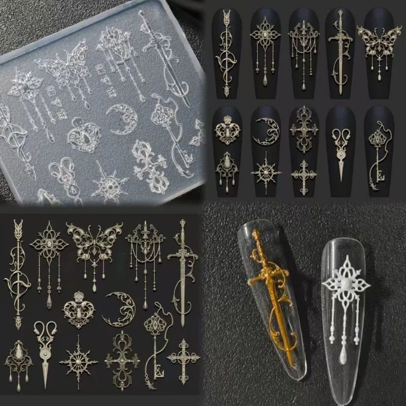 2PCS 네일 실리콘 몰드 조합 레트로 바로크 양각 유럽 쉘 조각 패턴 입체 네일 장식