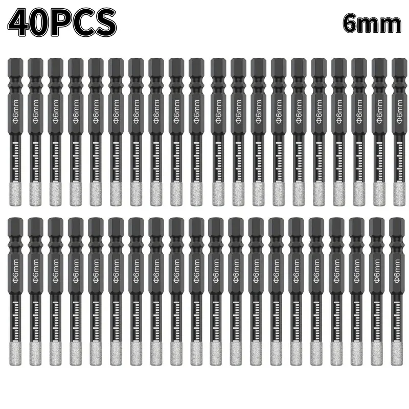 40/30/7PCS 6mm 건식 다이아몬드 드릴 비트 세트 도구 (포세린, 화강암, 타일, 유리, 세라믹, 대리석용)