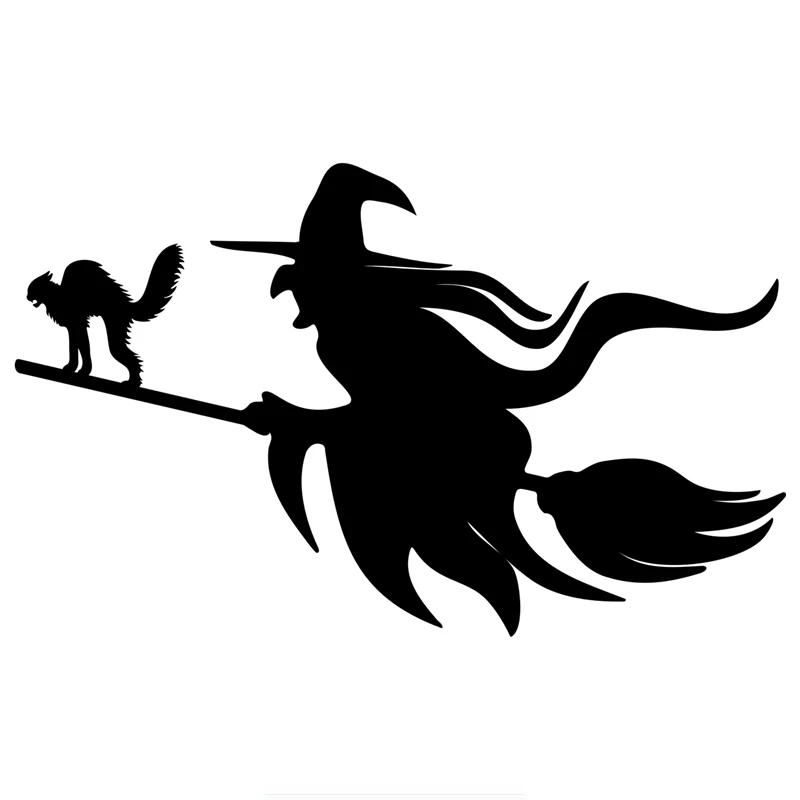 

Witch Flying on A Broom with A Cat Creative Car Sticker Auto Windscreen Vinyl Decals Accessories Car Sticker,20cm*12cm