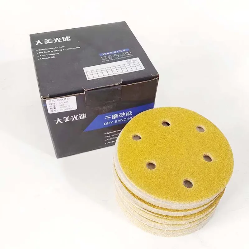 

125mm Sanding Disc 80-600Grit 5 Inch Sanding Sheet 6 Holes Dustless Hook and Loop Sandpaper for Random Track Sander