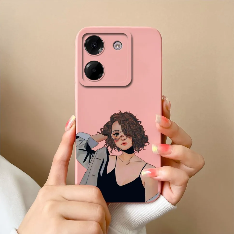 Sweet Girl Soft Liquid Silicone Protective Phone Case Cover