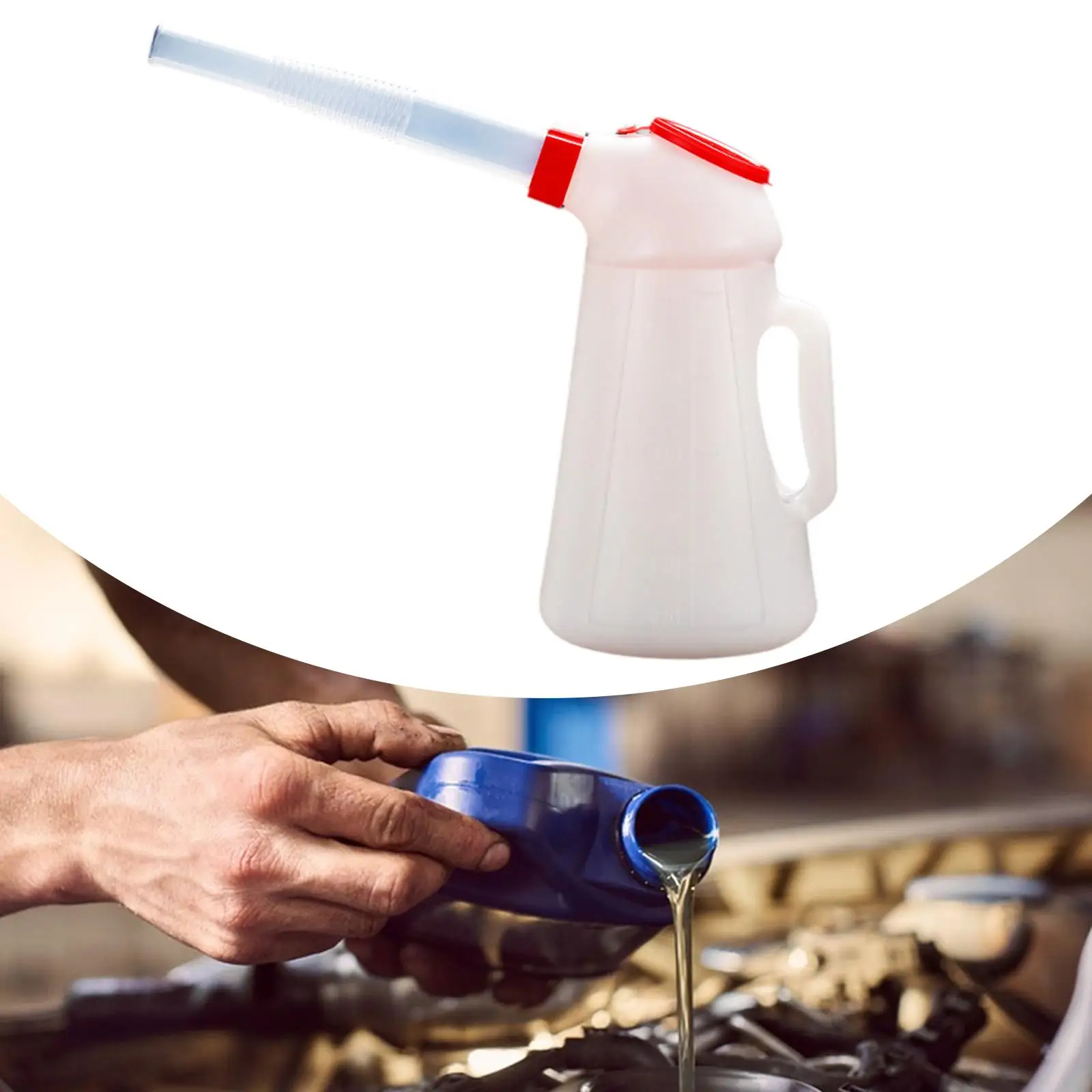 Oil Measuring Container Jug Oil Pots Jug for Automotive Motorcycle Car Fluids Dispenser with Lid Dustproof Cap spout