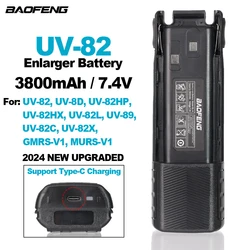 BAOFENG UV-82 Walkie Talkie Battery 3800mAh Type-C Charging For UV82 UV8D SeriesTwo Way Radios BL-8 Upgrade Battery Backup Parts