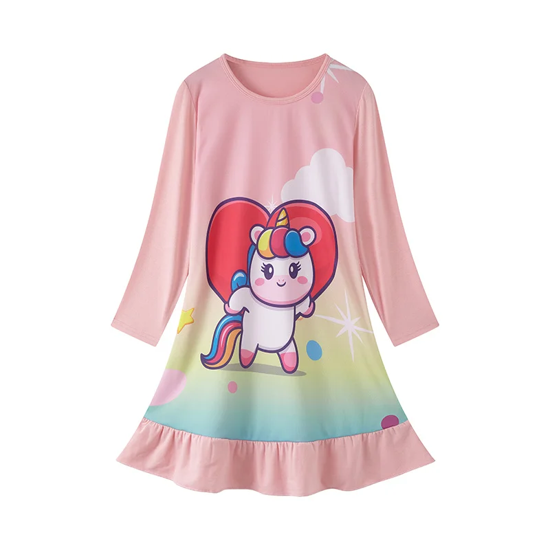 Autumn and Winter Children's and Girls' Nightwear Cute Fun Cartoon Printed Pajamas 3-8T Long Sleeved Children Clothes kids nightgowns girls nightgowns