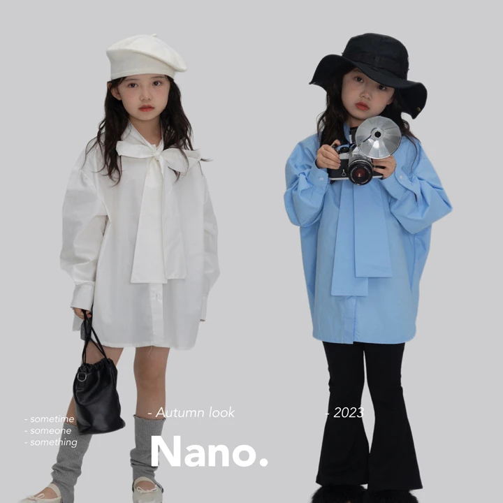 

Children's Clothing Autumn Solid Color Shirt Girls' Long Sleeve Bow Loose Casual Shirt 2023 Blouse