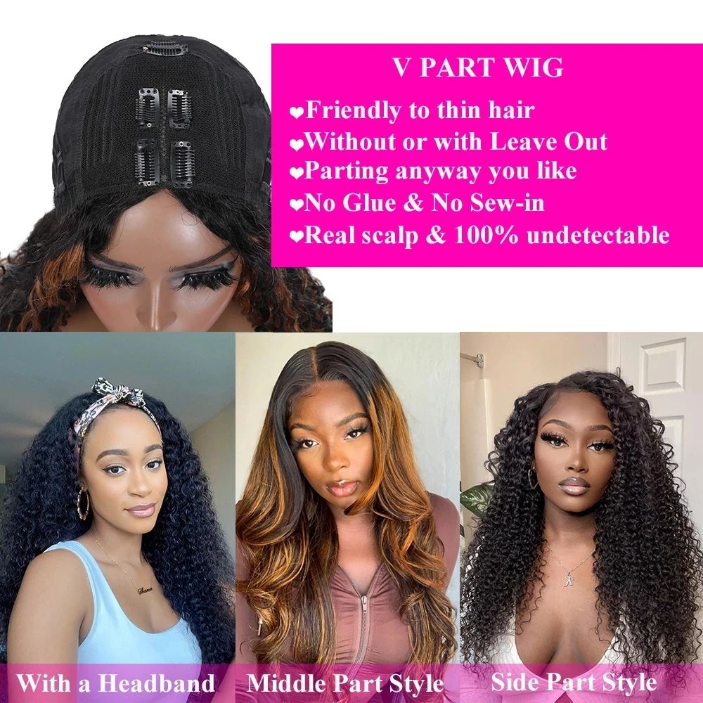 Ali Julia Hair Deep Wave V Part Wig 5x2.5 No Glue Brazilian Deep Wave V Shape Wig 150 Density Glueless Human Hair Wig For Women images - 6