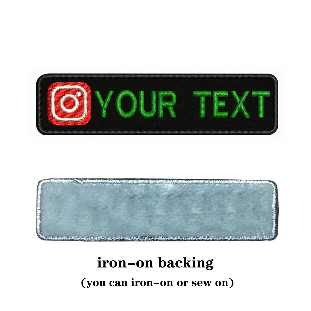 Instagram Logo 10X2.5cm Embroidery Custom Name Text Patch Stripes Badge Iron On Or Velcros Patches 