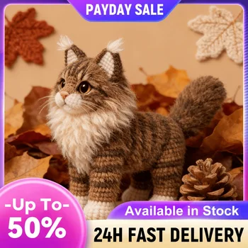 Kit Fai-da-Te per Lavori a Maglia con Motivo Gatto Tabby, per Principianti e Adulti, Regalo con Tutorial Passo-Passo