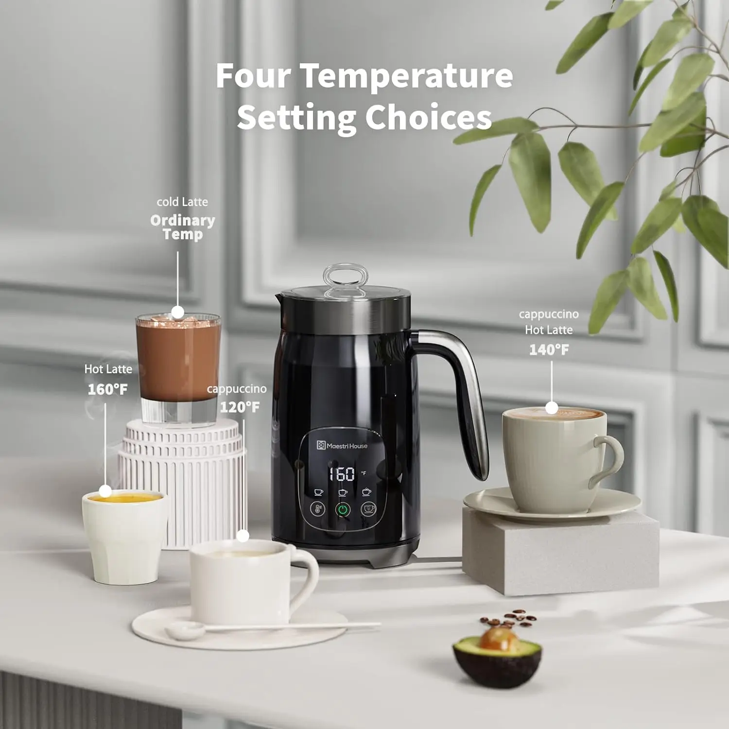 Maestri House Milk Frother Electric Hot and Cold for Making Latte Cappuccino Coffee Frothing Foamer Adjustable Thickness 3
