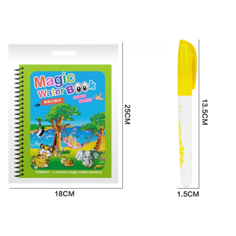 Reusable Children Magic Water Book Baby Early Education Toys Magical Drawing Coloring Books with Pen Set for Kids Montessori Toy 6