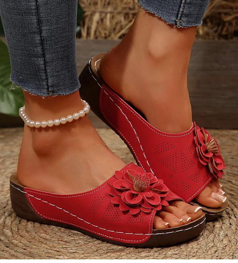 Damen-Sandalen, bequeme Absätze, Sandalen, Sommer 2022, neue Schuhe, Damenmode, Hausschuhe, Keilabsatz, Sommerschuhe, Damenschuhe – Detail 15