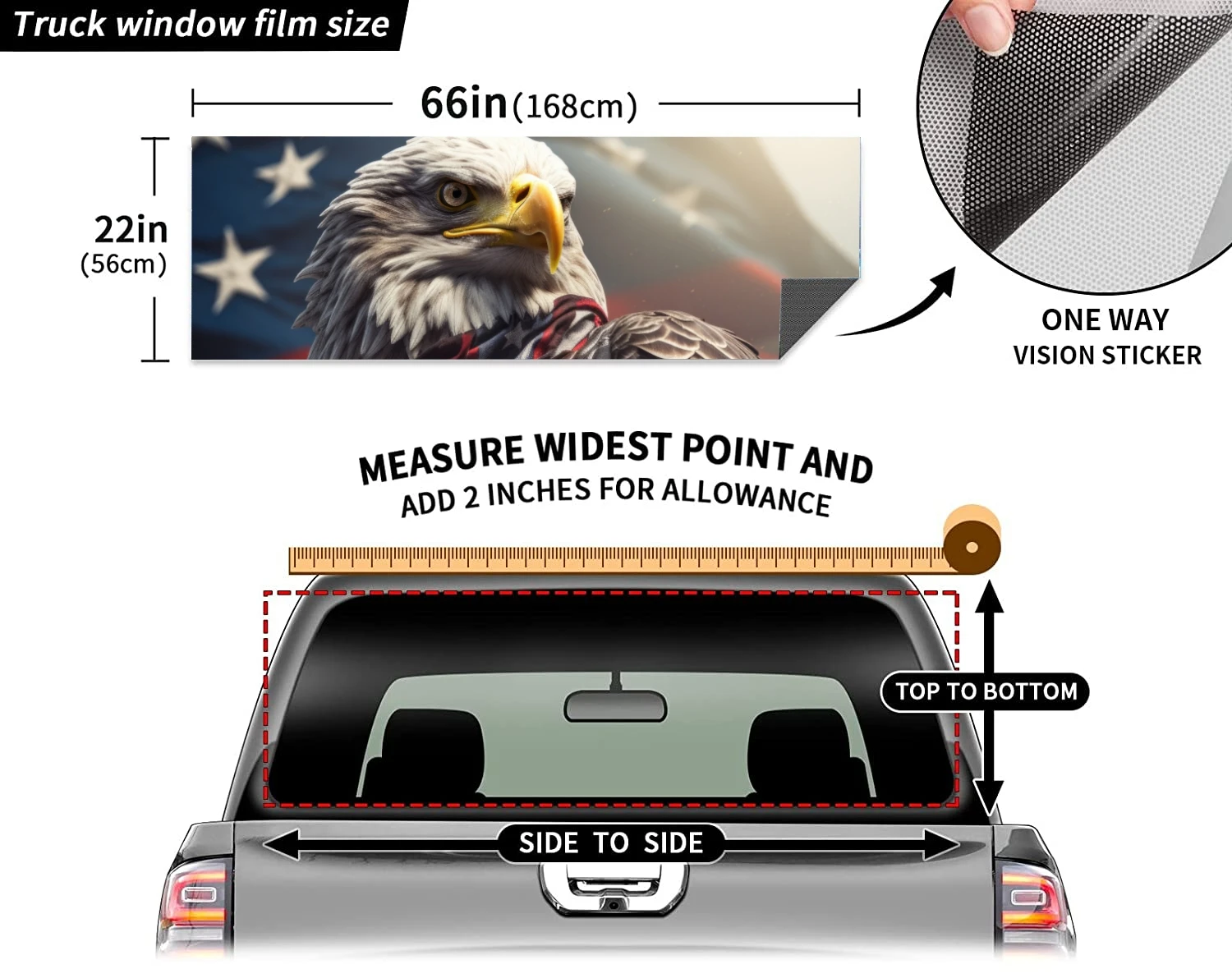 Abstract Eagle Truck Rear Window Decal - Colorful Perforated Vinyl Sticker For SUV & Pickup (66" X 22") - View #9