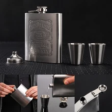 Low Price Sale Stainless Steel Portable Whiskey Hip Flask Foreskin Embossed Pot Mini Jug Bottles Flagon Set Gift Box With Cup