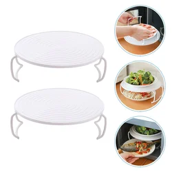 2pcs Multifunctional Microwave Steamer Dish Storage Rack Kitchen Layered Rack