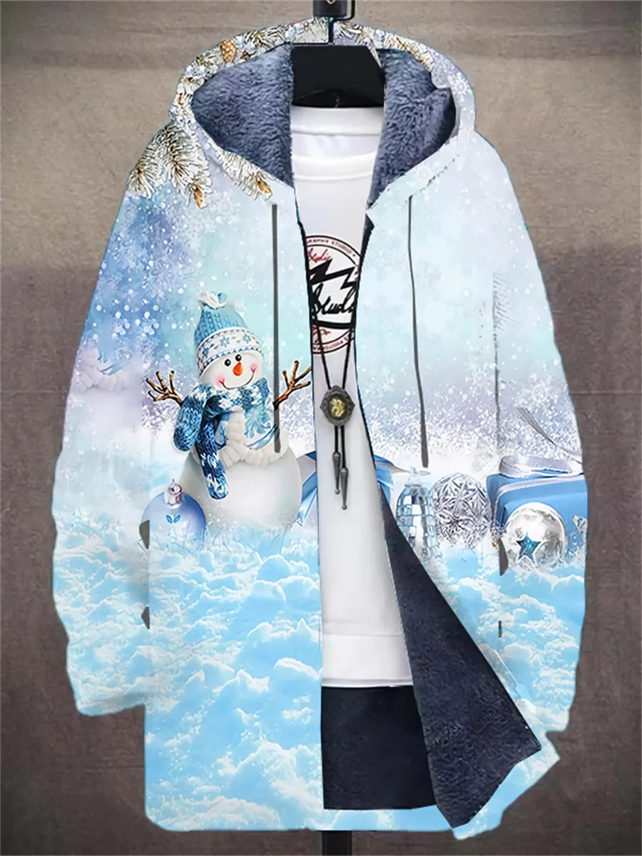 The latest autumn and winter 2023 men's Christmas personalized fashion hooded sweatshirt fleece zipper coat casual warm jacket