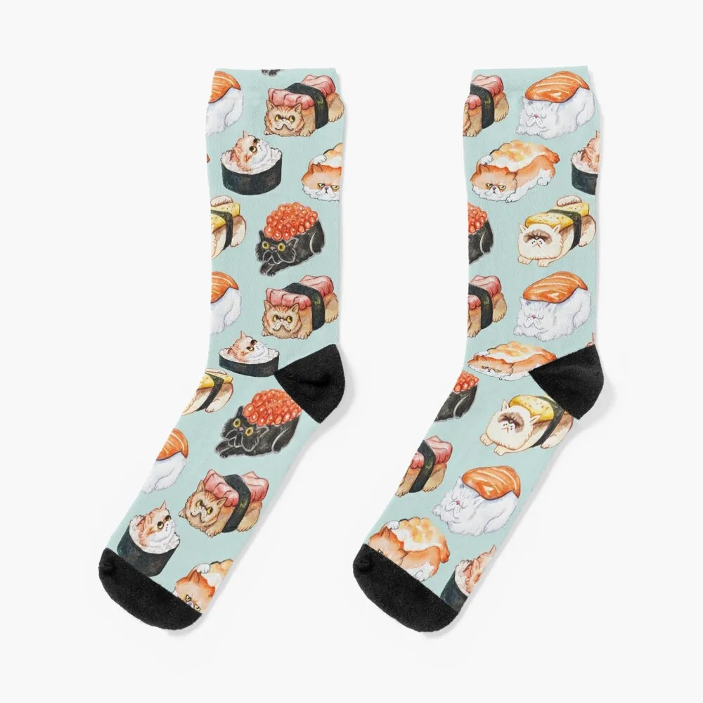 

Sushi Persian Cat Watercolor Socks anti slip football Heating sock with print Stockings man Woman Socks Men's