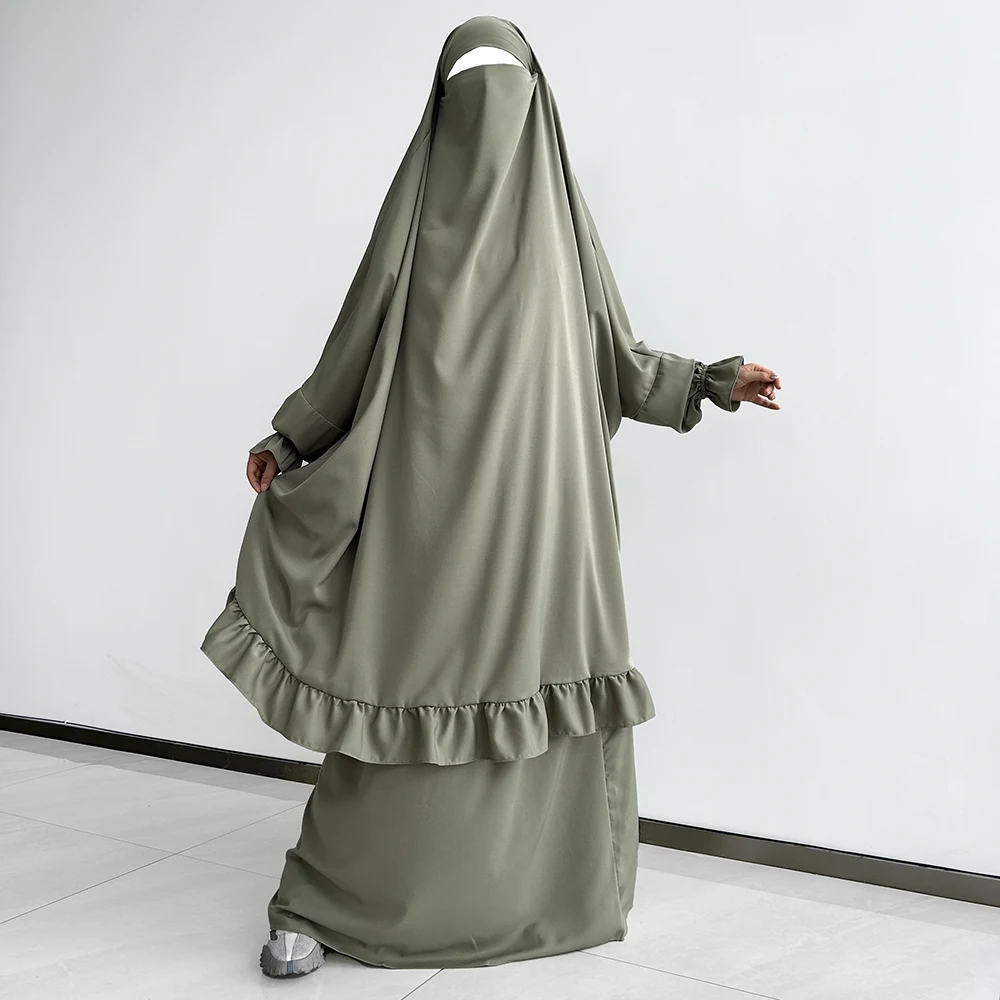 

Комплект из двух предметов Nida Jilbab Рамадан ИД абайя юбка с карманами женский халат мусульманский женский скромный молитвенный комплект