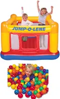 Intex Inflatable Jump-O-Lene Indoor Outdoor Bounce House Toddler Ball Bit Castle Play Set with 100 Small Plastic Balls for Kids 1