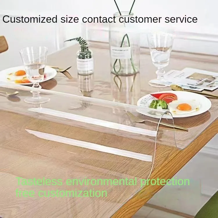 Customization Tablecloths Soft Glass PVC Transparent Tablecloth Waterproof Anti-hot Coffee Mat Table Cover Kitchen Oilcloth 2