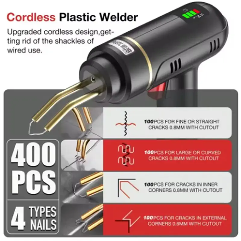 B14C 200W 5000Ahm 핫 스테이플러 플라스틱 자동차 범퍼 수리 키트 납땜 용접기 플라스틱 용접 도구 키트