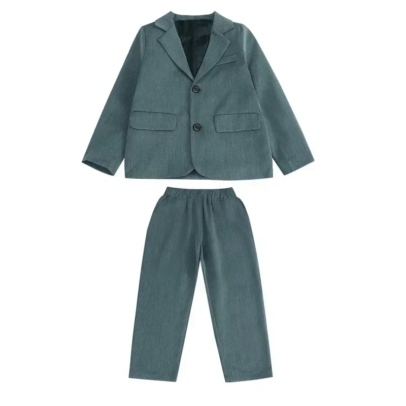 Teen Kids Formal Weddings Set Autumn School Uniform for Boys Casual Blazer Pants 2-piece 6 To 14 Y Children Performances Cosutme