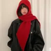 Korean Balaclava bonnet beanies y2k Hat scarf one-piece thickened warm retro Neck protection winter accessories knitted Law hat 3