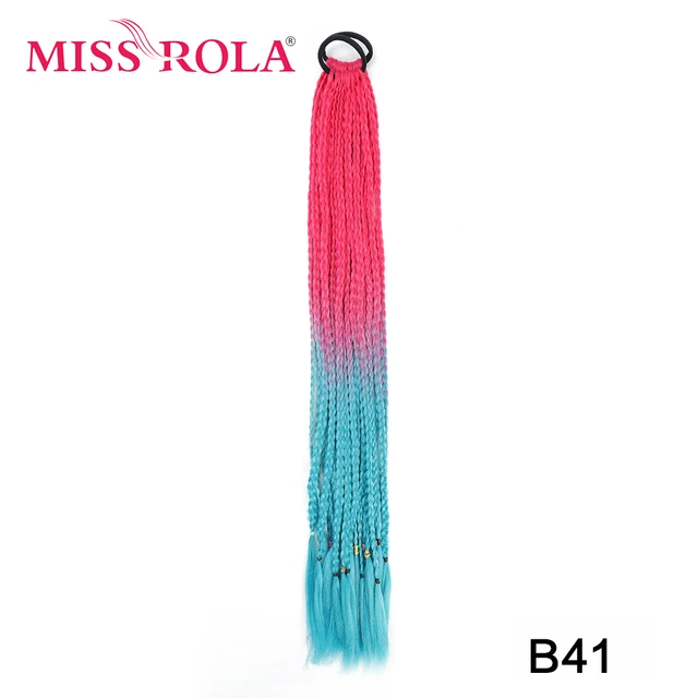 Synthetic Chignon Hair 60cm Hair Color Gradient Dirty Braided Ponytail Women Elastic Hair Rubber Band Hair Accessories Headband B41