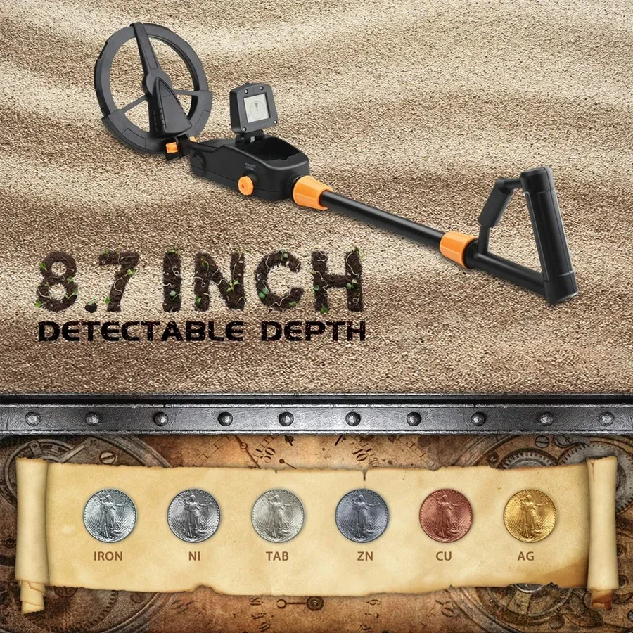 7.4 Inch Waterproof Kid Metal Detectors Gold Detector Lightweight Search Coil (24"-35") Adjustable Metal Detector for Junior 6