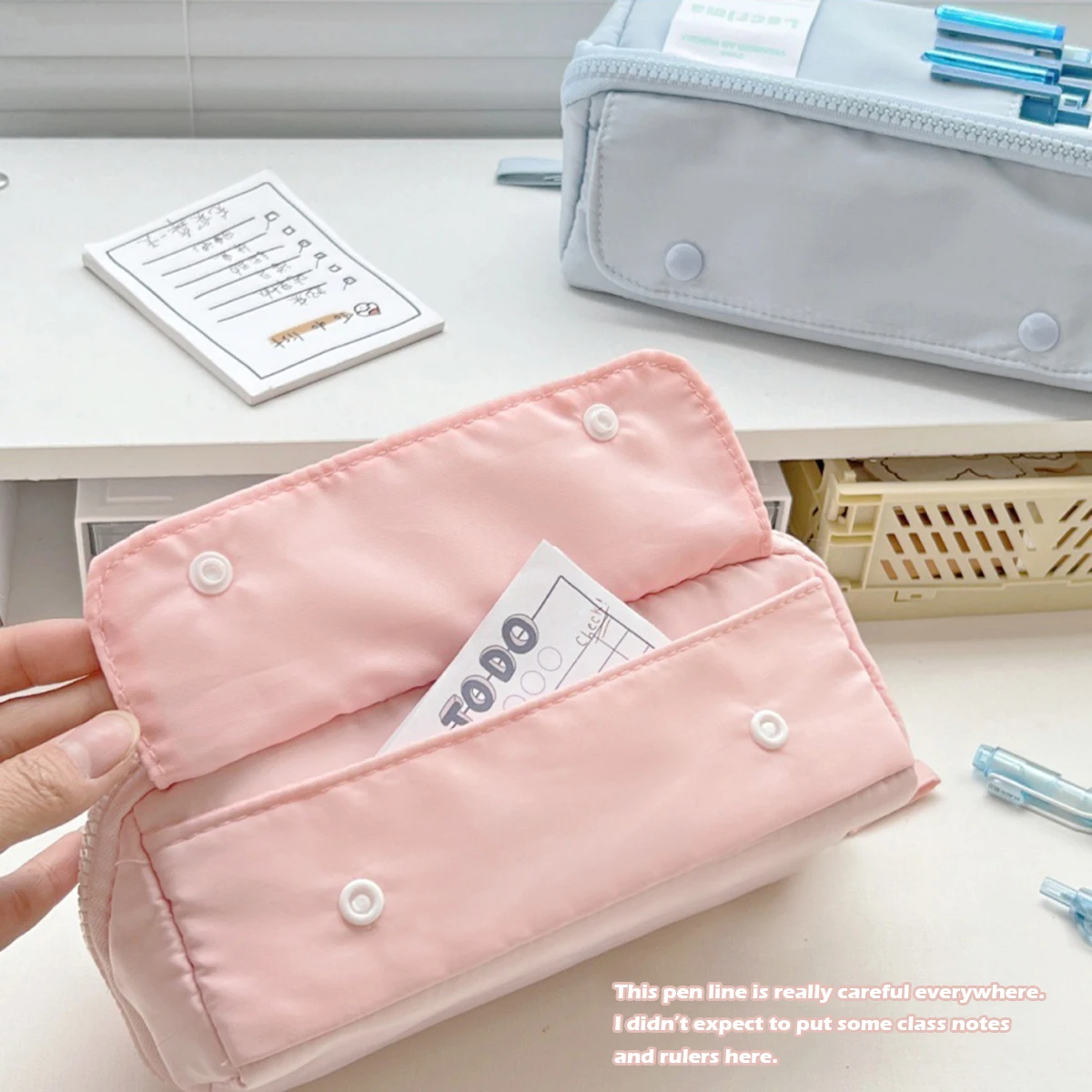 Canvas Pencil Bag Large Capacity Pencil Case Kawaii Pouch Korean