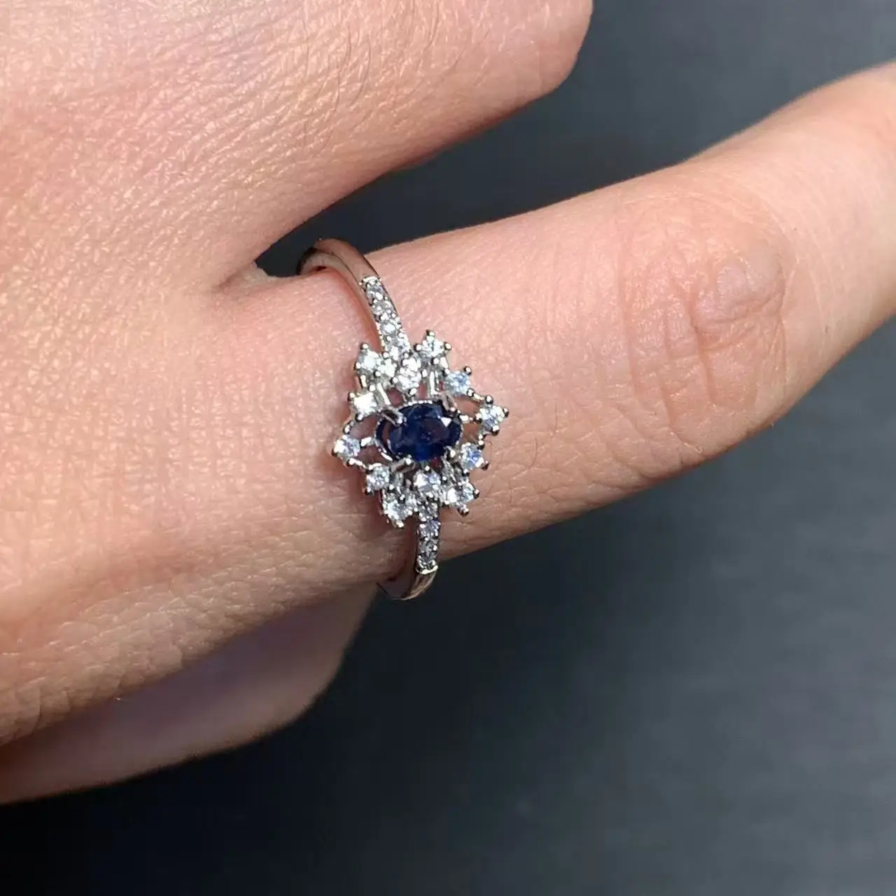 3MM Authentic Natural Sapphire Ring Adjustable Female Ring Jewelry for Women Gift Wholesale High Quality Vintage Fine