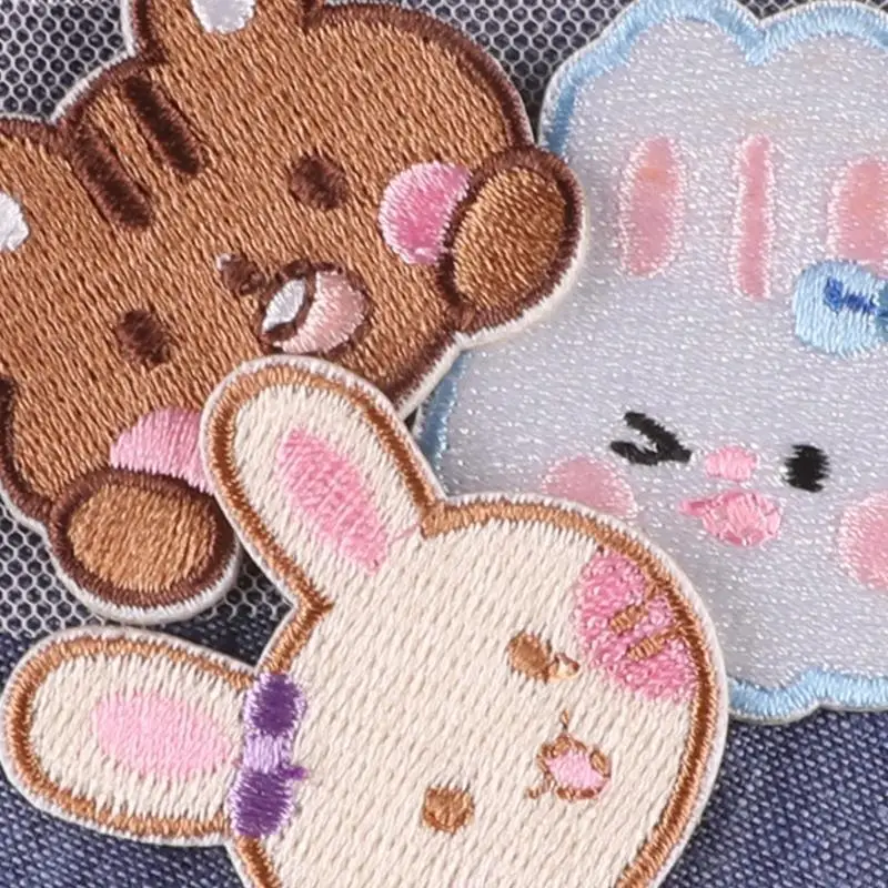 9 PCs Panda Iron auf Flecken Kaninchen gestickte Flecken Nähen Applique -Flecken Y08E – Detail 8