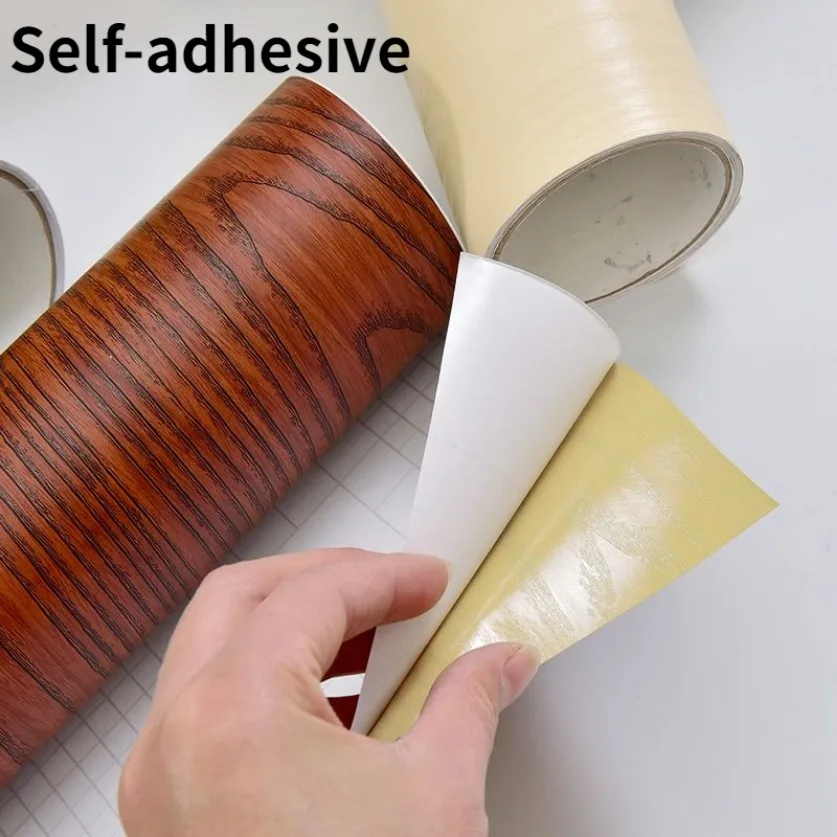 90CM Width Waterproof Self Adhesive Wood Grain Sticker Door Cabinet Desktop Modern Furniture Renovation Peel and Stick Wallpaper 3