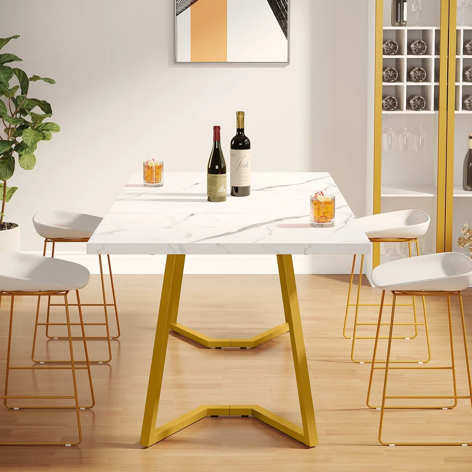 Tribesigns Tavolo Da Pranzo 160 CM, Tavolo Da Cucina Rettangolare Con Geometric Legs