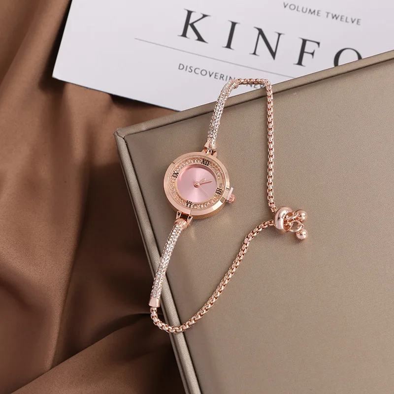 Women Watches Minimalist Circular Bracelet Diamond Crystal