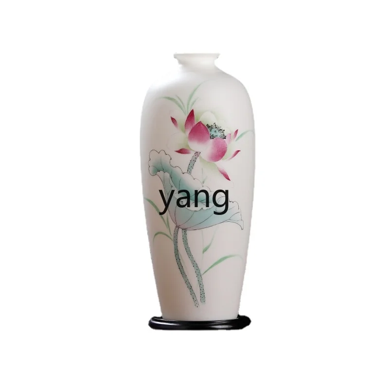

CX High-End Hand-Painted Lotus Pond Sexy Small Longevity Bottle Chinese Ceramic Vase Ornaments