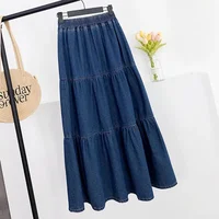 High waisted Denim Skirt A-line Half body cake Fluffy umbrella Skirt Women's Loose Long Half body Skirts 2024 Spring Summer New - Image 2