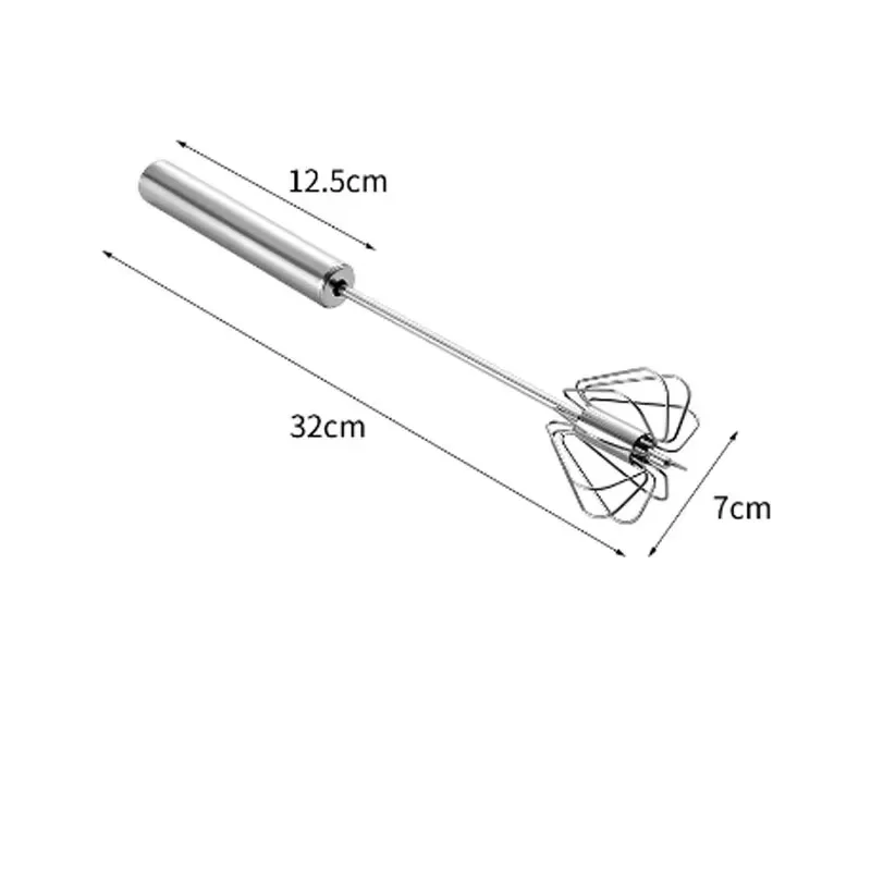 Stainless Steel Whisk Manual Automatic Rotating Milk Foam Stick Household Baking Egg White Flour Utensils
