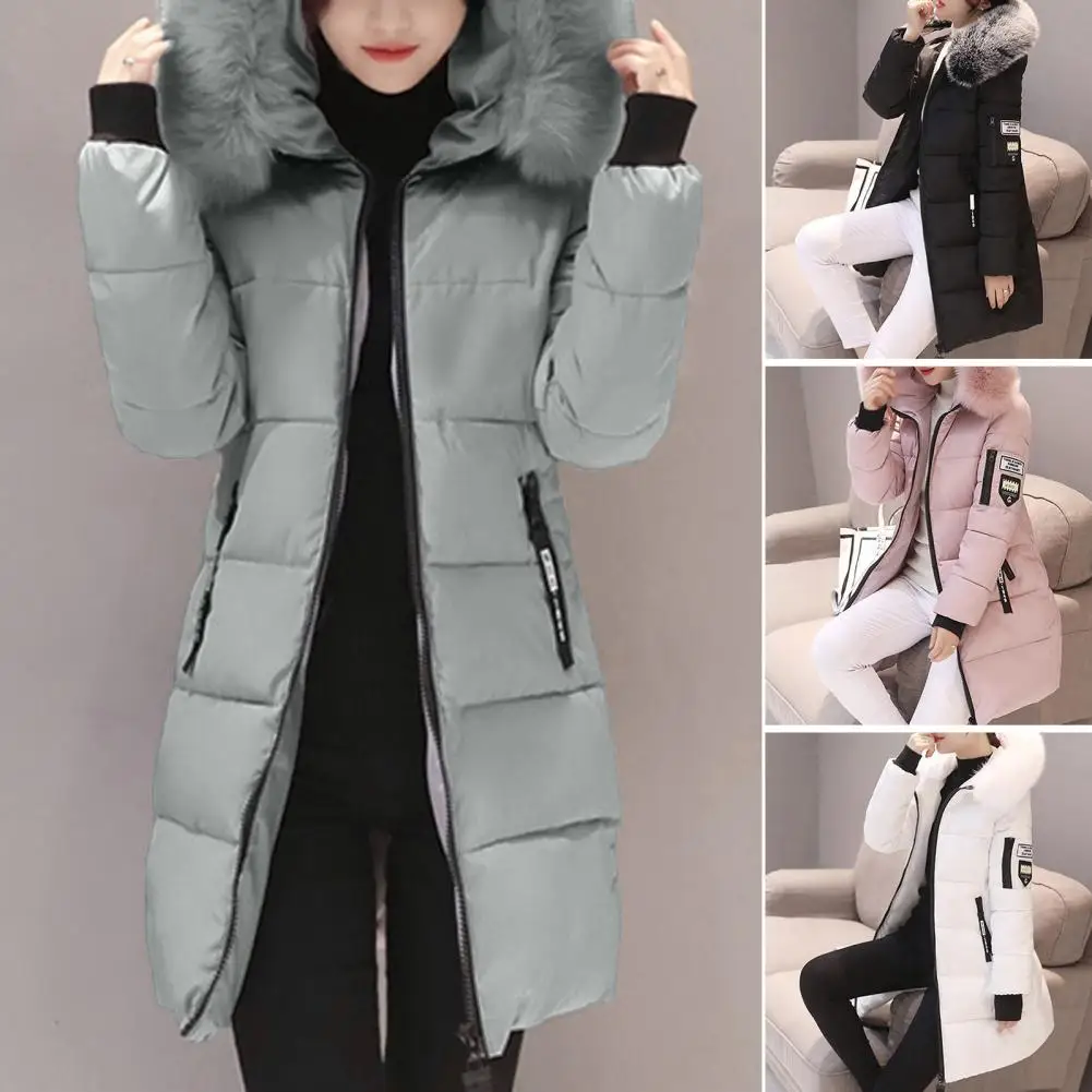 2024 New Winter Coat Women's Jacket Fur Neckline Long Basic Coats Thick Jackets Cotton Padded Outerwear Parkas Female Clothes 5