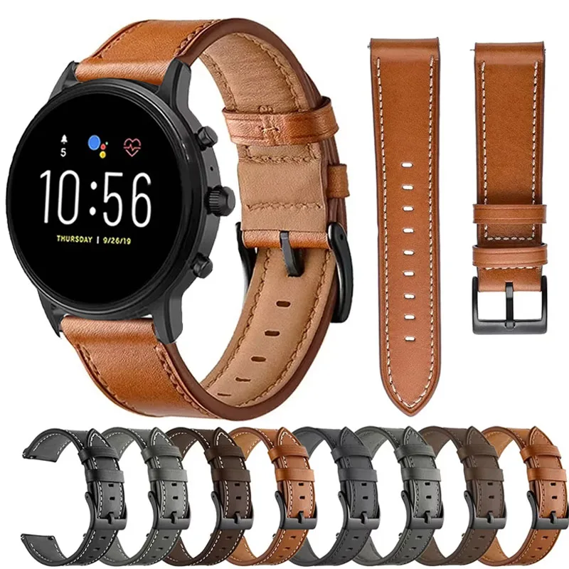 Elegant 22mm Leather Watch Strap - Premium Replacement Band