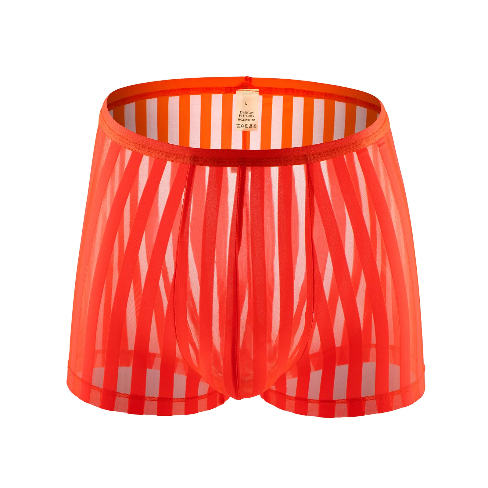 CLEVER-MENMODE Men Mesh Boxers Transparent Underwear Sexy Panties Trunks Low Rise Underpants Knickers Quick Dry Shorts Striped