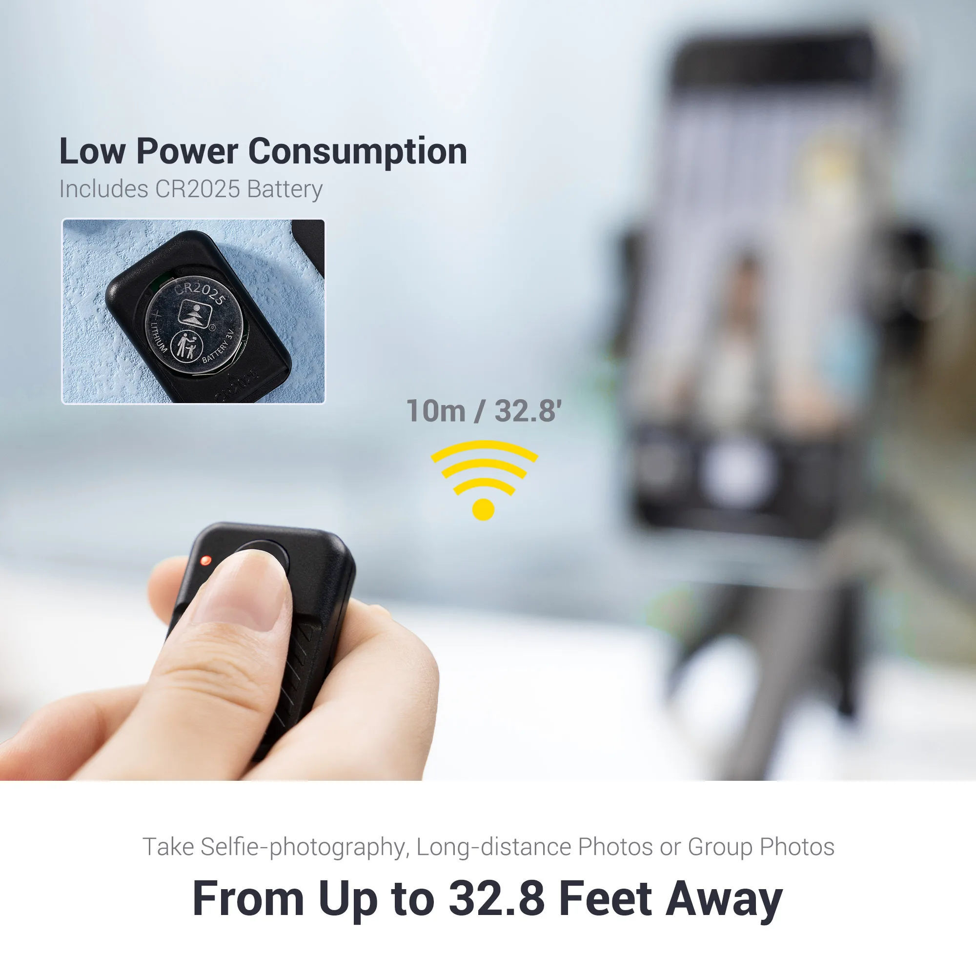 JJC Bluetooth Camera Remote Shutter for iPhone 13 12 11 Samsung Xiaomi Android IOS Mobile Phone
