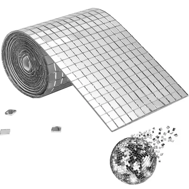 Self-Adhesive Real Glass Craft Mini Square Mirrors Mosaic Tiles Stickers Bathroom DIY Handmade Disco Ball Craft Home Decor