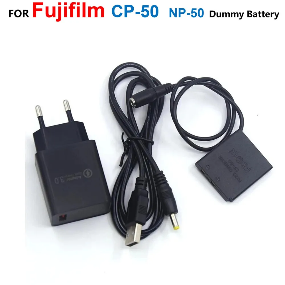 Cp-50 Dc Accoppiatore Np-50 Batteria Falsa Fit Camera + Caricatore Qc3.0 + Cavo Usb Power Bank Per Fujifilm Finepix F300Exr F305Exr X10 Xp150