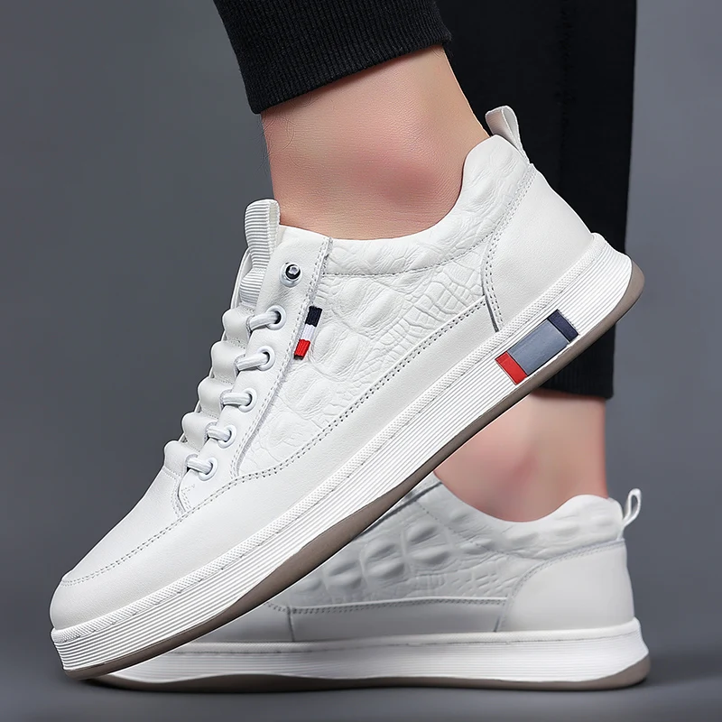 Herren Leder Sneaker, Vulkanisierte Freizeitschuhe Zum Laufen_voghion.com